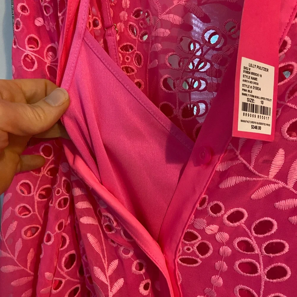 NWT size 10 Lilly Pulitzer Pink Eyelet Dress - Picture 4 of 4